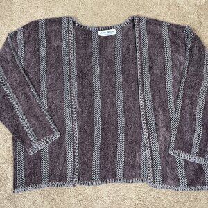 Leslie Wright Handwoven Open Cardigan Womens One Size Purple Bohemian Chunky